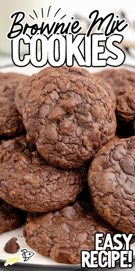 Brownie Mix Cookies Brownie Cookie Recipe, Brownie Mix Cookies, Chocolate Brownie Cookies, Cookie Brownie Recipe, Chewy Brownies, Box Brownies, Perfect Cookie, Fudgy Brownies, Cake Mix Recipes