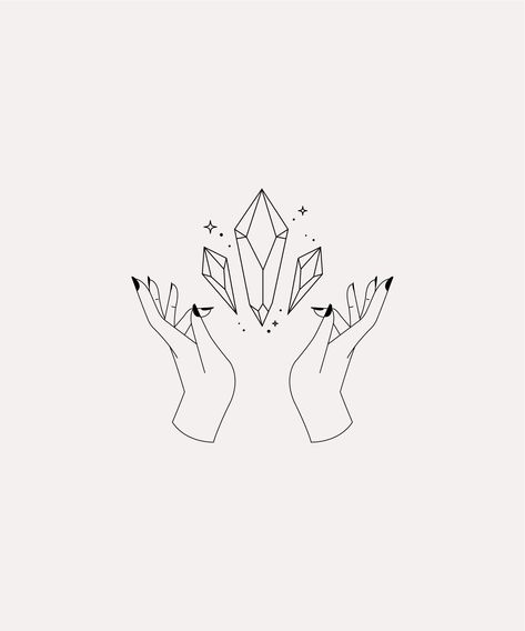 Crystal Illustration Graphic Design, Crystal Graphic Design, Rose Quartz Drawing, Rose Quartz Tattoo, Crystal Tattoo Design, Crystal Logo Design, Hands Logo Design, Phone Wallpaper Minimal, Gem Illustration