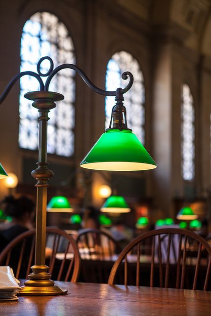 Calming reading environment in Bates Hall, Boston Public Library Library Lamp, Negative And Positive, Library Cafe, Positive Comments, Boston Public Library, Library Design, Home Inspection, Vintage Desk, Reading Lamp