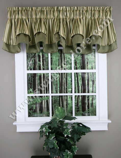 Windsor is Elegant Layered Jacquard Valance, by Stylemaster 56"W X 17"L, Valance  #Valance Black And Silver Curtains, Waverly Valances, Waverly Curtains, Country Kitchen Curtains, Scalloped Valance, Sheer Valances, Waterfall Valance, Lace Valances, Window Toppers