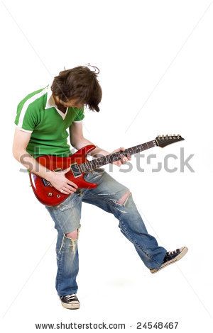 stock photo : Guitar player playing his guitar Guy Playing Guitar Reference, Guitar Playing Poses, Guitar Jumping Pose, Guy Holding Guitar Reference, Guy Playing Guitar Drawing Reference, Guy Holding Guitar, Someone Playing Guitar Reference, Guitar Playing Pose, Gesture Posing