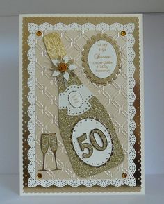 Golden Wedding Anniversary Card, 50th Anniversary Cards, 50 Golden Wedding Anniversary, Anniversary Cards For Wife, Anniversary Cards Handmade, Husband Birthday Card, Wedding Anniversary Card, Golden Wedding Anniversary, 50th Birthday Cards