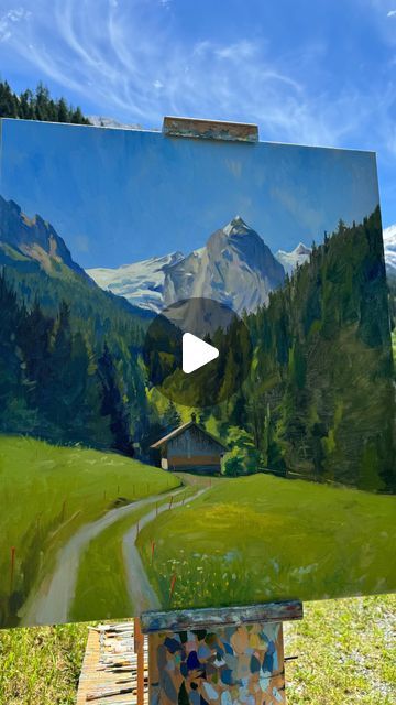 Daisy Sims-Hilditch on Instagram: "A video of the painting process of one of the most spectacular views I have ever painted in Switzerland 🇨🇭" Switzerland Painting, Sims Hilditch, Painting Process, A Video, Instagram A, Switzerland, Daisy, Illustrations, On Instagram