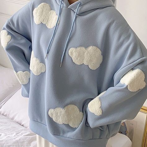 Mockup Ideas, Kawaii Hoodie, Aesthetic Hoodies, Bday Wishlist, Clothing Needs, Cozy Outfits, Fluffy Clouds, Hoodie Oversize, Clouds Pattern