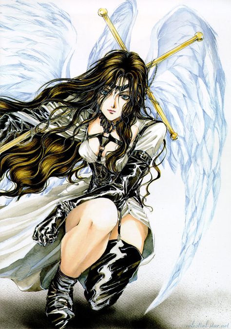 Angel Sanctuary, Kaori Yuki... Un manga humaniste en terres angéliques. Des ombres et des lumières, mais surtout un sentiment, le désir, doté d'ailes puissantes. Kaori Yuki, Angel Sanctuary, Angel Warrior, Hd Anime Wallpapers, Art Corner, Goth Art, Manga Artist, Old Anime, Angels And Demons