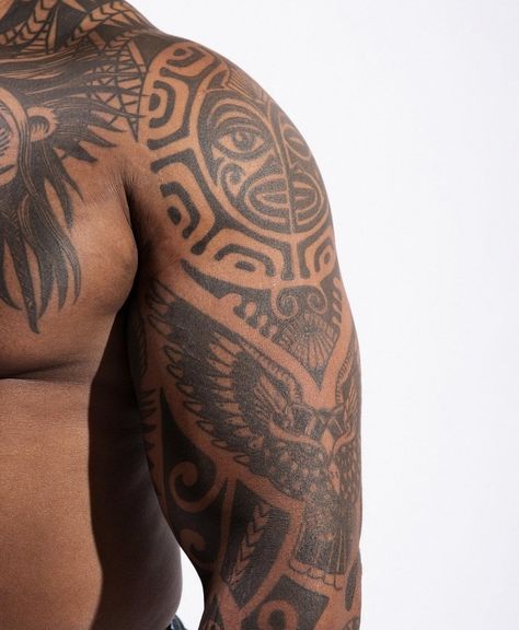 Nigerian Tattoo Ideas Men, African Tribe Tattoo, African Tattoo Ideas For Men, Tattoo Shoulder Sleeve, Adinkra Tattoo, African Sleeve Tattoo, Trible Tattoos, X Tattoos, Black People Tattoos