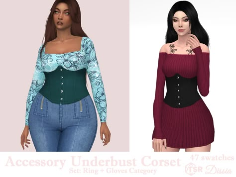 The Sims Resource - Accessory Underbust Corset Set (Gloves + Ring Category) Corset Gloves, Sims 4 Cc Goth, Corset Ring, Bodysuit Pattern, Dress With Corset, Sims 4 Teen, Sims 4 Dresses, Sims 4 Toddler, Sims4 Clothes