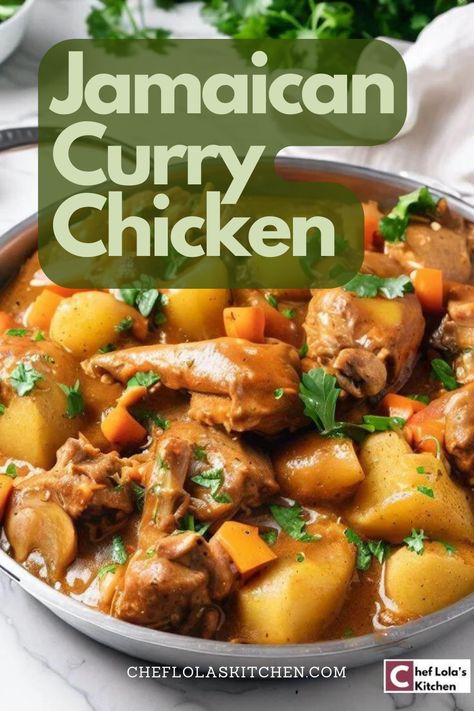 This picture shows Jamaican Curry Chicken in a round, shallow bowl Authentic Jamaican Curry Chicken, Crock Pot Coconut Curry Chicken, Curry Chicken Recipes Jamaican Easy, Simple Chicken Curry Recipe, Recipe For Curry Chicken, Jamaican Chicken Curry, Caribbean Curry Chicken, Curry Chicken Marinade, Chicken Potatoes Carrots