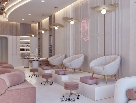 leen beauty center :: Behance Neutral Salon, Pink Salon, Salon Design Ideas, Dream Salon, Nail Salon Interior Design, Nail Salon Interior, Beauty Room Salon, Spa Interior Design, Salon Suites Decor