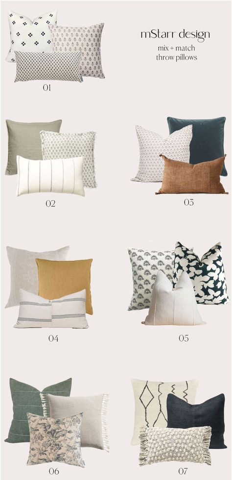 Throw Pillow Combinations, Pillow Combinations, Pillows Living Room, Pillow Combos, Throw Pillows Living Room, Big Pillows, Couch Throws, Living Room Pillows, Room Pillows