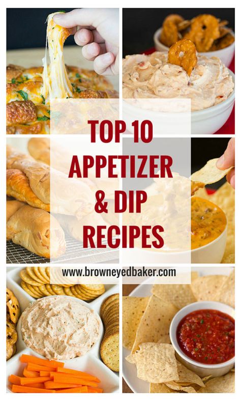 top-10-appetizers-dips-recipes Nye Food Ideas Easy, Best Dip Recipes, Dips Recipes, Dip Recipes Appetizers, Appetizers Easy Finger Food, Best Appetizer Recipes, Buffalo Chicken Dip, Dinner Appetizers, Favorite Appetizers