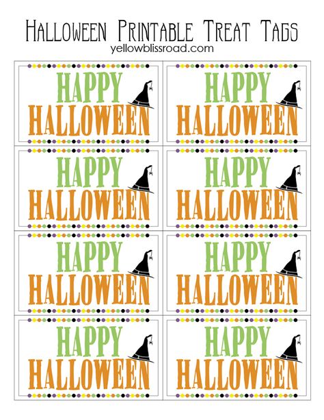 Halloween Treat Tags - A Free Printable! What a cute idea for handing out treats to friends or neighbors, or even to trick or treaters! Printable Halloween Tags, Halloween Treat Tags, Imprimibles Halloween, Halloween Printables Free, Halloween Labels, Halloween Preschool, Witch Hats, Halloween Treat Bags, Halloween Tags