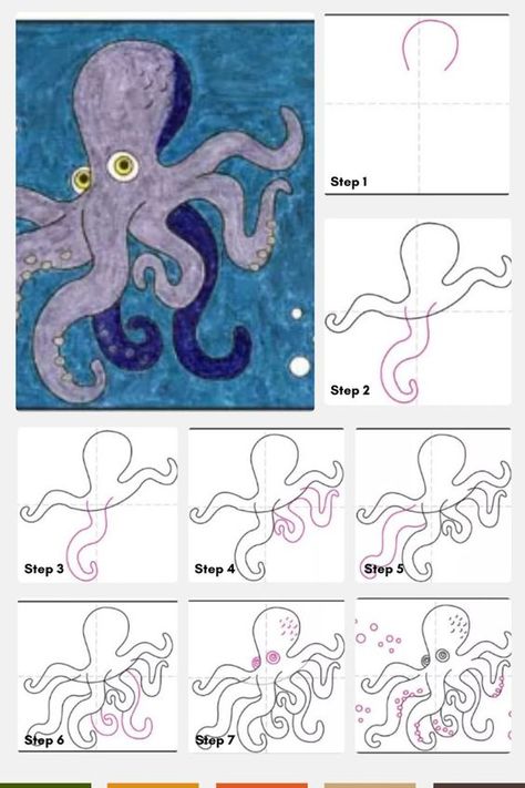 How to draw an Octopus Step By Step � For Kids & Beginners Drawings step by step for kids #drawingsstepbystepforkids Drawing ideas #drawingideas Drawing ideas for kids #drawingideasforkids 2.608 How To Draw An Octopus, Easy Octopus Drawing, Octopus For Kids, Draw An Octopus, How To Draw Anything, Aquatic Animal, Drawing Ideas For Kids, Avengers Drawings, Octopus Drawing