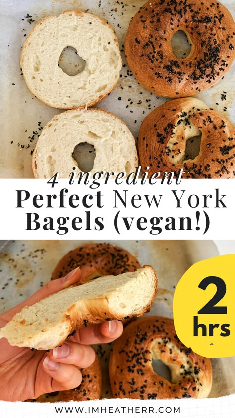 New York Bagel Recipe, New York Bagels, Ny Bagel, Healthy Bagel, Bagel Recipe Easy, Vegan Bread Recipes, Vegan Bagel, Plain Bagel, Recipe For Beginners