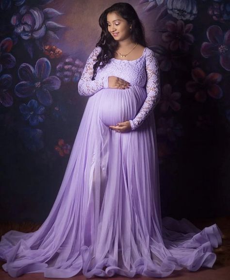 Maternity Dresses Indian Style, Lavender Frock, Indian Maternity Photos, Maternity Shoot Dresses, Maternity Photography Dress, Indian Maternity, Maternity Dresses Photography, Cute Maternity Dresses, Maternity Photography Poses Couple