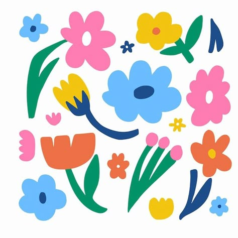 Flower Doodle Illustration, Simple Flowers Illustration, Flowers Vector Art, Abstract Flower Shapes, Fun Shapes Design, Flowers Illustration Simple, Organic Doodles, Simple Illustration Design, Simple Flower Illustration