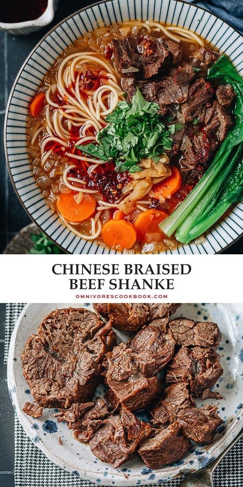 Asian Beef Shank Recipe, Shank Recipes Beef, Beef Shank Recipe Instant Pot, Asian Braised Beef, Beef Shank Soup, Chinese Beef Noodle Soup, Braised Beef Shank, Cantonese Recipes, Shaved Beef