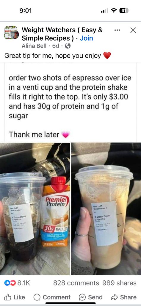 Starbucks Protein Drink Iced Coffee, Protein Coffee Starbucks, Starbucks Protein Drink, Mcdonalds Iced Coffee, Starbucks Protein, Coffee Protein Smoothie, Coffee Orders, Premier Protein Shakes, Coffee Protein Shake