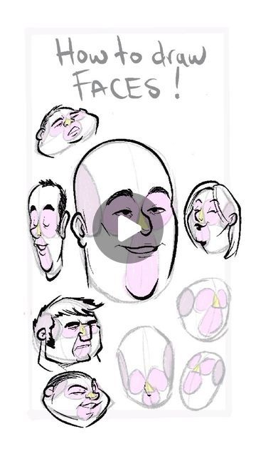 How To Draw A Character Face, Charactures Drawing How To, Person Face Drawing, "kel Fair" Drawing, How To Draw Cartoon Faces, How To Draw Comic Book Characters, Rodgon Art, Draw Faces Step By Step, Cartoon Face Reference