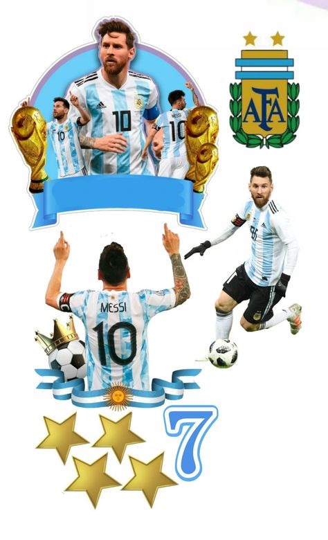 Messi Cake Topper Printable, Topper Argentina, Football Topper, Messi Birthday, Soccer Cake, Photo Cake Topper, Football Cake, Messi Argentina, Messi And Ronaldo