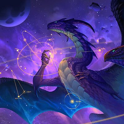 ArtStation - Sandara Tang Sandara Tang, Space Dragon, Dnd Dragons, Purple Dragon, Dnd Monsters, Fantasy Beasts, Beautiful Dragon, 다크 판타지, Dragon Rider