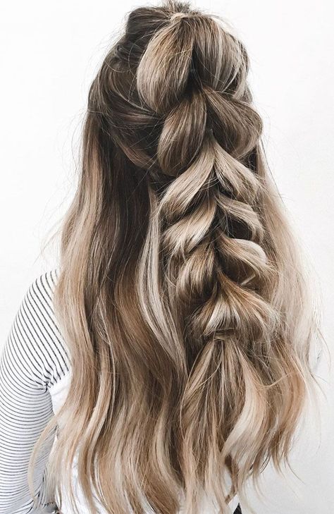 33 Amazing half up half down hairstyles for any occasion 🌟💡🌟pull through braid half up hairstyles #hairstyle #halfup #braids #weddinghair #promhair Boho hairstyles Braid Half Up, Half Up Hairstyles, Fishtail Hairstyles, Pull Through Braid, Half Up Half Down Hairstyles, Hair Flow, Easy Braids, Half Up Half Down Hair, Half Up Hair