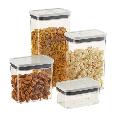 OXO Good Grips POP Rectangle Canisters | The Container Store Deep Pantry, Pantry Fridge, Airtight Storage, Plastic Food Containers, Kitchen Organization Pantry, The Home Edit, Pantry Shelf, Pantry Labels, The Container Store