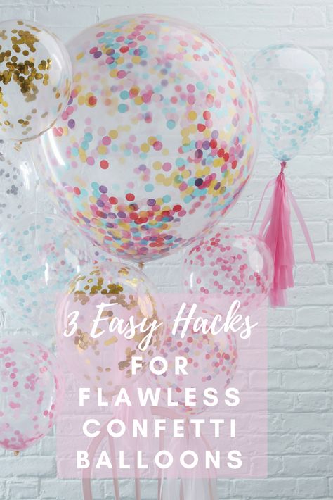 Need help blowing up confetti balloons? Our blog post has an easy step by step guide to make it super easy so you never have to stress again! Confetti Balloons Decoration, Confetti Balloon Hack, Conformation Decor, Non Helium Balloon Ideas, Clear Confetti Balloons, Confetti Balloons Diy, How To Make Confetti, Rainbow Witch, Balloon Hacks