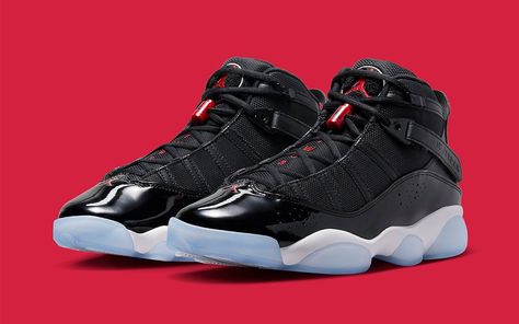 The Jordan 6 Rings “Bred Ice” Brings Red Accents to the Space Jam Colorway | House of Heat° 6 Rings Jordans, Jordans 6 Rings, Air Jordan 6 Rings, Jordan Photos, Jordan 6 Rings, Wu Wear, Nike Air Jordan 6, Nike Fashion Shoes, Black Jordans