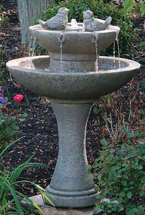 Bird Water Fountain, Bird Bath Planter, Bird Fountain, Concrete Bird Bath, Water Fountain Design, Home Fountain, Side Yard Landscaping, Garden Water Fountains, Bird Bath Fountain