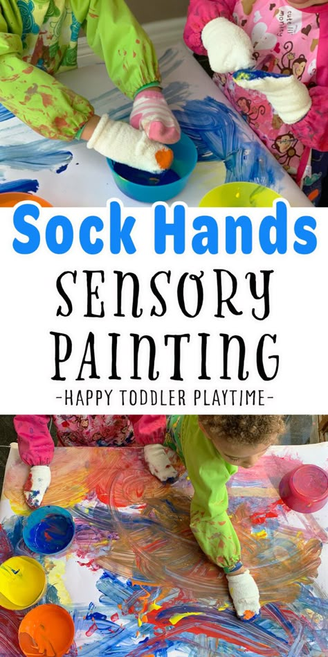 Sock Painting Process Art Activity - Happy Toddler Playtime Sock Painting, Sensory Painting, What Books To Read, Kids Sensory Activities, Sensory Activities Toddlers, Nursery Activities, Sensory Art, Toddler Classroom, Messy Art