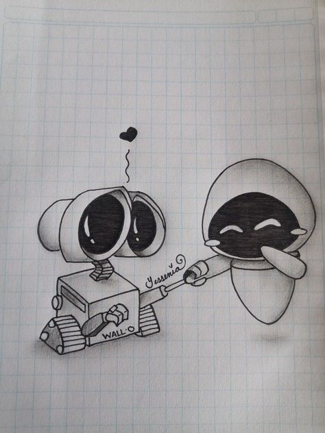 Sketches For Boyfriend, Desenhos Fáceis A Lapis, Wall E Y Eva, Cute Easy Drawings For Boyfriend, Gangster Drawings, Drawings For Boyfriend, Disney Drawings Sketches, Idee Cricut, 100k Followers