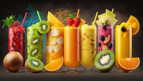 Photo many different smoothies with berr... | Premium Photo #Freepik #photo #healthy-drink #detox-juice #green-smoothie #green-juice Fresh Juice Photography, Fruit Juice Photography, Juices For Glowing Skin, Smoothie Pictures, Juice Images, Lemondrop Shot Recipe, Smoothie Packaging, Juice Background, Juice Wallpaper