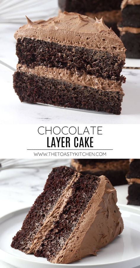 Chocolate Cake Recipe With Cream Cheese Frosting, Chocolate Cake Fillings, Whipped Chocolate Buttercream Frosting, Whipped Chocolate Buttercream, Chocolate Cake Birthday, Whipped Chocolate Frosting, Simple Chocolate Cake, Chocolate Layer Cake Recipe, Chocolate Cream Cake