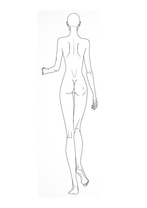 Person Standing Back View Drawing, Female Croquis, Body Draw, Back Drawing, Arm Drawing, Female Face Drawing, Drawing Female Body, Fashion Design Books, Drawing Tutorial Face