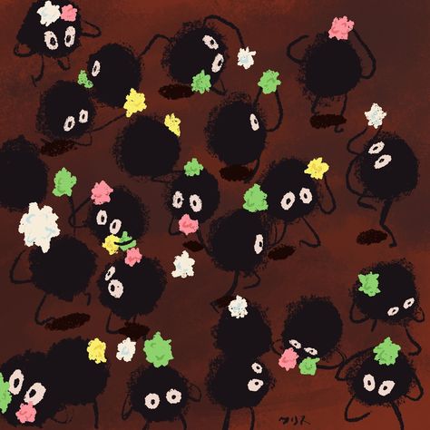 Soot Sprite Wallpaper Desktop, Dust Sprites, Ghibli Fanart, Solar Punk, Soot Sprite, Studio Ghibli Fanart, Soot Sprites, Art Club, Studio Ghibli