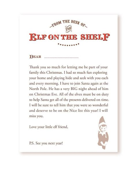 Serendipity Soiree: {Freebie} Your very own Goodbye Letter from the Elf on the Shelf Elf On The Shelf Goodbye, Letter Free Printable, Letter From Elf, Elf Goodbye, Elf Goodbye Letter, Elf Printables, Elf Letter, Goodbye Letter, Elf Letters