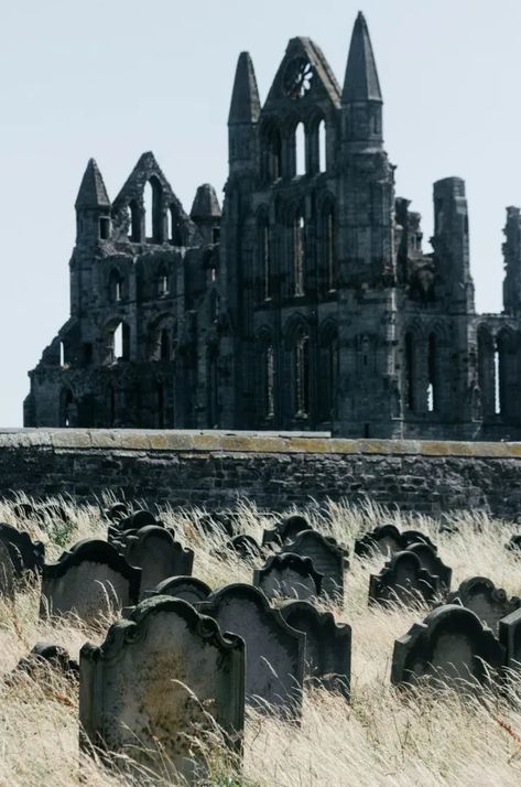 Dracula Castle Aesthetic, Cemetery Reference, Abstract Romanticism, Whitby Dracula, Dracula Aesthetic, Fire Concept, Creepy Graveyard, Castle Dracula, Whitby England