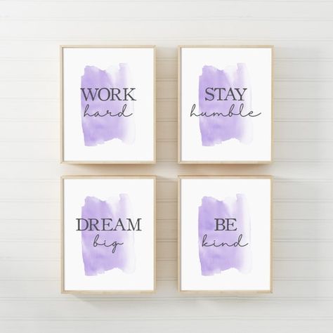 Check out this item in my Etsy shop https://www.etsy.com/in-en/listing/851691276/work-hard-stay-humble-be-kind-print Girls Bedroom Lavender, Purple Girls Bedroom, Purple Nursery Decor, Lavender Bedroom, Lavender Nursery, Purple Office, Purple Nursery, Work Hard Stay Humble, Purple Girl