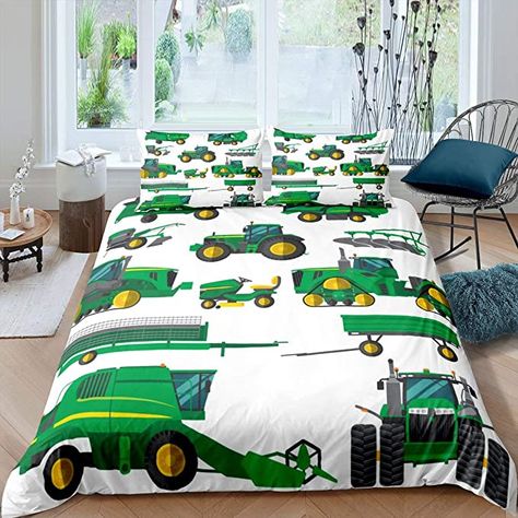 Tractor Bedroom, Tractor Bed, European Beds, Zipper Bedding, California King Bedding, Crib Blanket, Blue Bedding, Comforter Cover, Cotton Duvet Cover