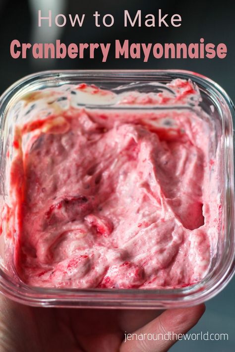 Cranberry Mayonnaise is so simple to make and will light up those Thanksgiving leftovers. Here's how to take your regular mayo up a notch. Cranberry Mayonnaise Recipe, Cranberry Aioli, Mayonnaise Turkey, Cranberry Mayo, Mayo Sauce, Mayonnaise Recipe, Homemade Salads, Thanksgiving Leftovers, Homemade Salad Dressing