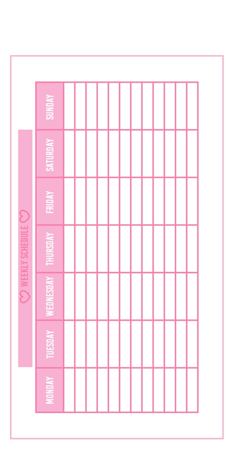 pink schedule template 💗😇 Timetables Aesthetic, Class Schedule Template Pink, Coquette Schedule Template, Pink Schedule Template, Aesthetic Timetable Template, Schedule Templates School, School Time Table Template, Time Table For Studying Template, Cute Timetable Template