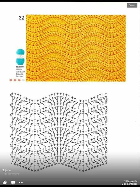 Graph Ripple Stitch Crochet, Zig Zag Crochet, Crochet Stitches Chart, Ripple Stitch, Crochet Stitches Diagram, Mode Crochet, Crochet Charts, Crochet Instructions, Crochet Diagram