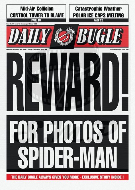 Marvel Printable Posters, Daily Bugle Aesthetic, Marvel Printables, Comic Newspaper, Spiderman Newspaper, Daily Bugle Newspaper Spiderman, Marvel Newspaper, Spider Man Far From Home Poster, Daily Bugle Newspaper