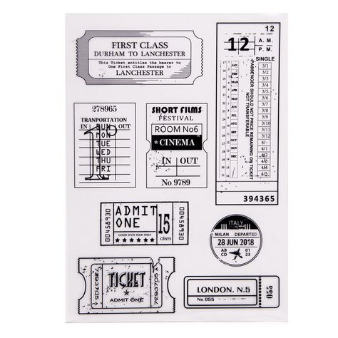 Cling Stamps, Ticket Booth, Vintage Ticket, Art Album, Calendar Date, Planner Scrapbook, Scrapbooking Stamps, Christmas Holiday Cards, Plastic Sheets