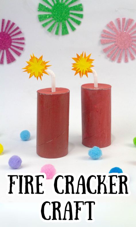 DIY Firecracker Craft - In The Playroom Firecracker Craft, New Year's Eve Crafts, New Year's Eve Activities, Fireworks Craft, Fire Cracker, Ways To Say Hello, Ringing In The New Year, Diwali Craft, New Year's Crafts