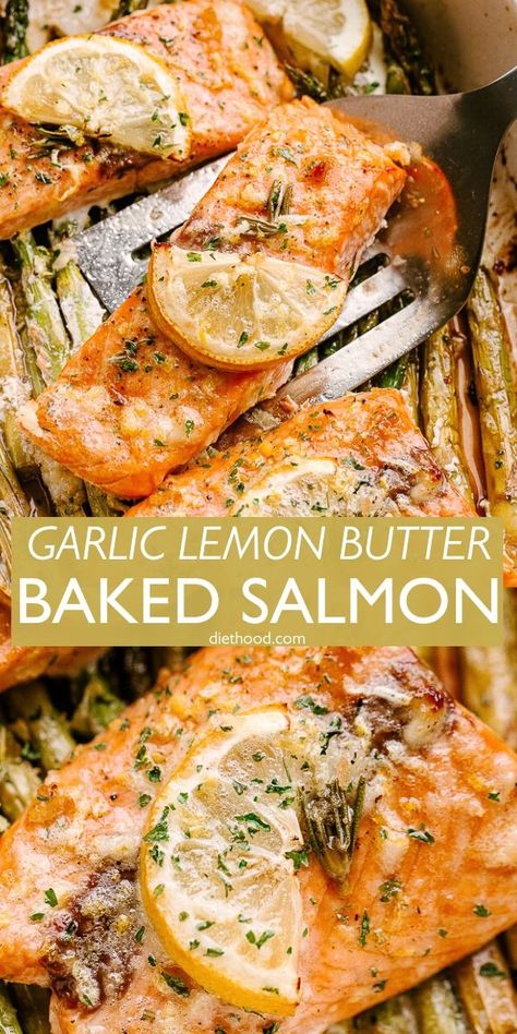 Baked Salmon In Foil With Asparagus And Garlic Lemon Butter, Lemon Ginger Salmon Recipes, Garlic Butter Salmon And Asparagus, Baked Salmon And Asparagus In Foil With Lemon Garlic Butter Sauce, Lemon Herb Salmon Baked, Salmon With Garlic Lemon Butter Sauce, Roasted Salmon And Asparagus, Baked Salmon With Lemon Butter Sauce, Lemon Garlic Salmon Recipes