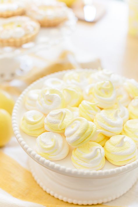 pastel yellow meringues for easter | recipe via laurenconrad.com Yellow Desserts, Tattoo Tutorial, Yellow Aesthetic Pastel, Aesthetic Yellow, Yellow Party, Yellow Foods, Lemon Meringue, Pastel Yellow, Easter Recipes