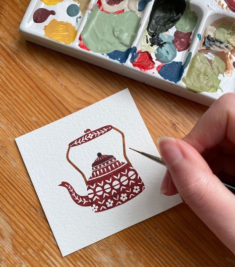 Eleanor - Alicia Aura Studio (@aliciauraa) • Fotos y videos de Instagram Teapot Art, Charm Art, Tea Pots Art, Acrylic Painting Wall, Persian Art Painting, Abstract Art Diy, Crafts Decor, Cafe Art, Embroidery Flowers Pattern