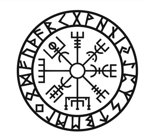 Viking Compass Tattoo Men, Viking Compass Tattoo Design, Viking Compass Tattoo, Bind Runes, Viking Tattoo Sleeve, Runic Compass, Viking Decor, Nordic Runes, Norse Symbols